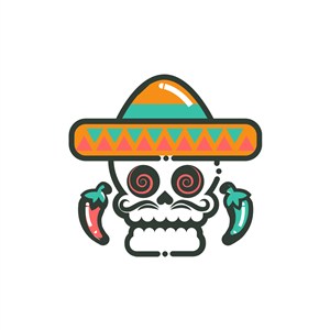 辣椒骷髅墨西哥餐厅logo设计