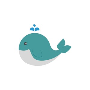 蓝绿色卡通鲸鱼矢量logo图标