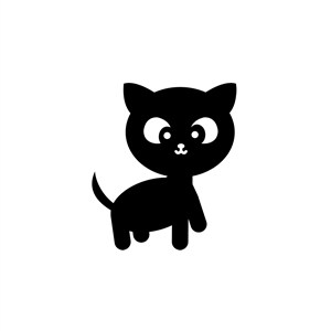 卡通可爱小黑猫矢量Logo素材