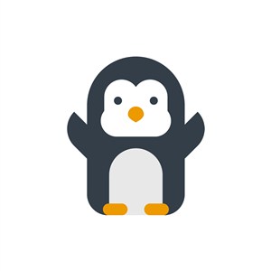 可爱企鹅卡通logo矢量图标素素材