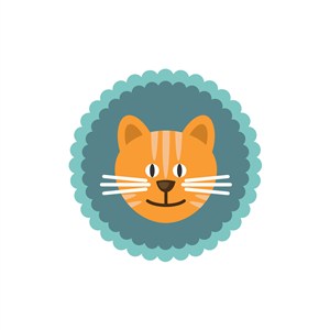 圆形卡通小猫头像矢量图logo素材