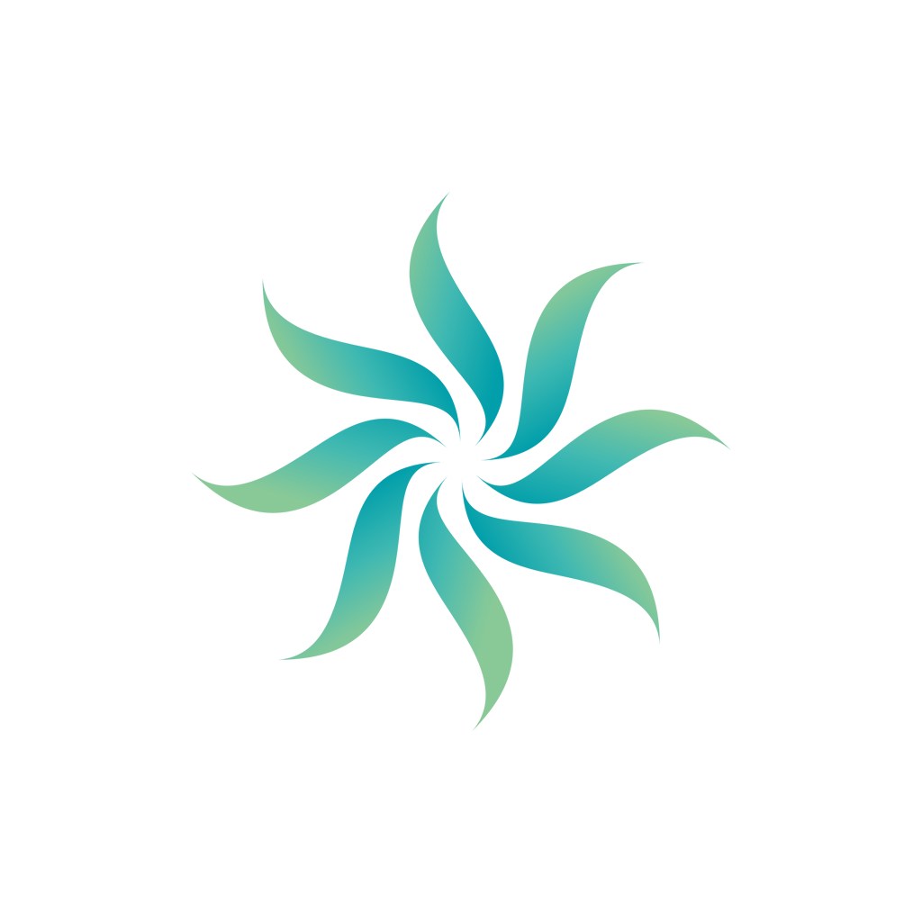 蓝绿色旋转花朵矢量logo图标设计