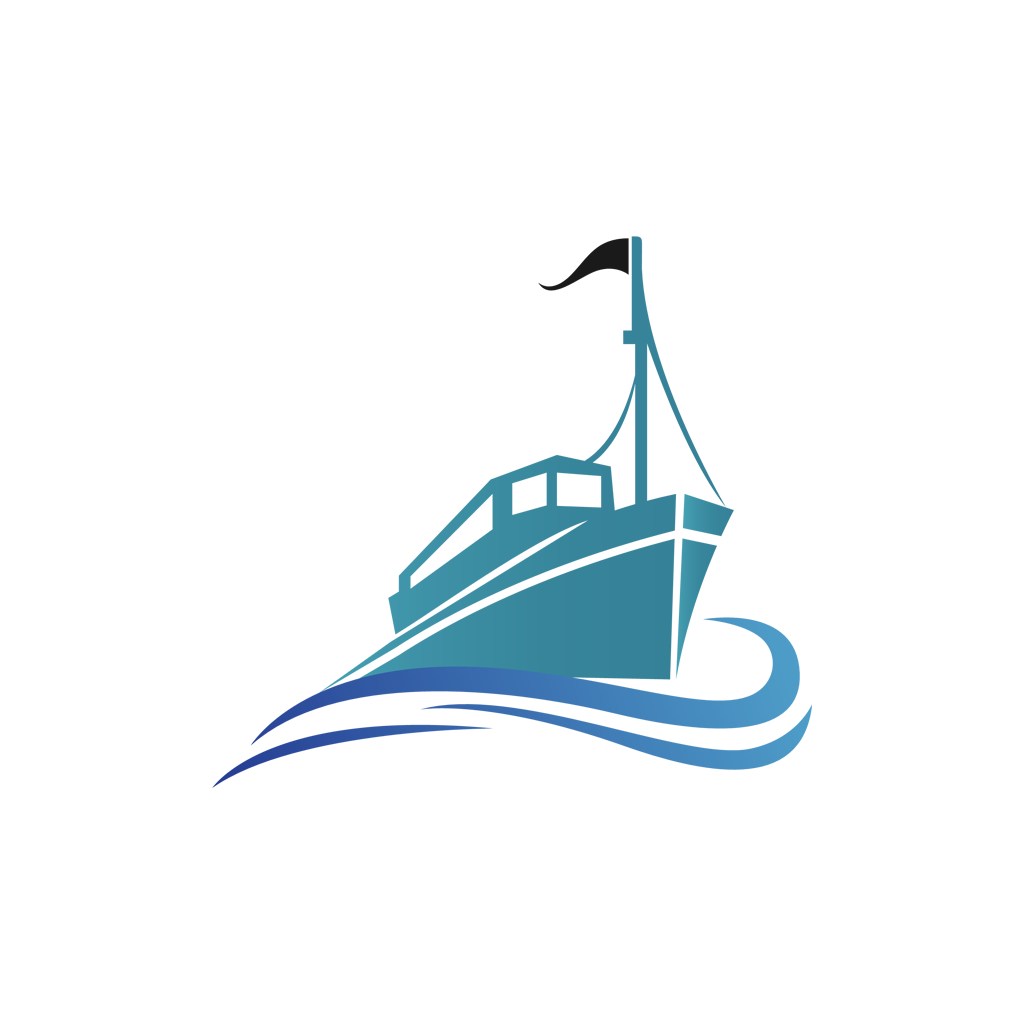 蓝色航运货轮矢量logo图标