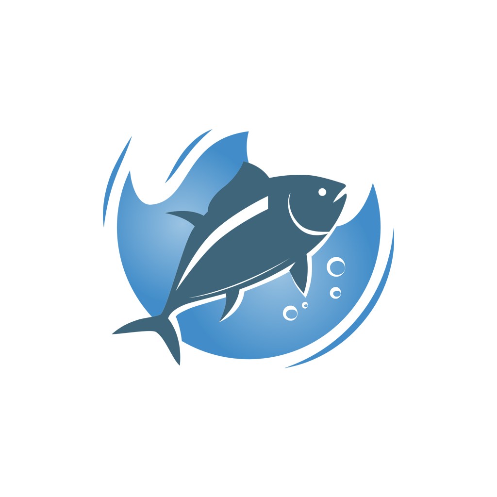 蓝色海鲜鱼餐厅海洋相关矢量logo图标设计