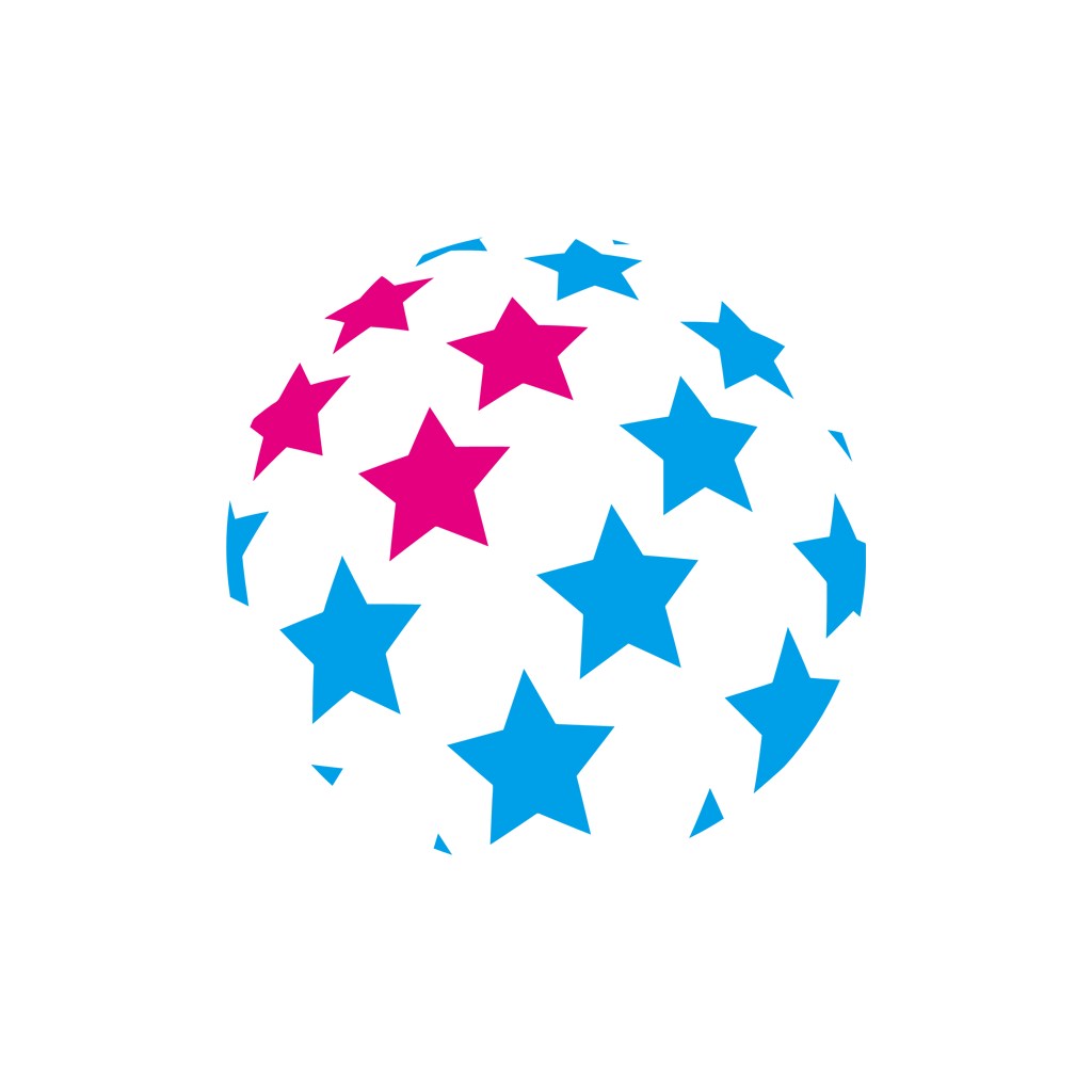蓝色粉色星星矢量球形logo设计