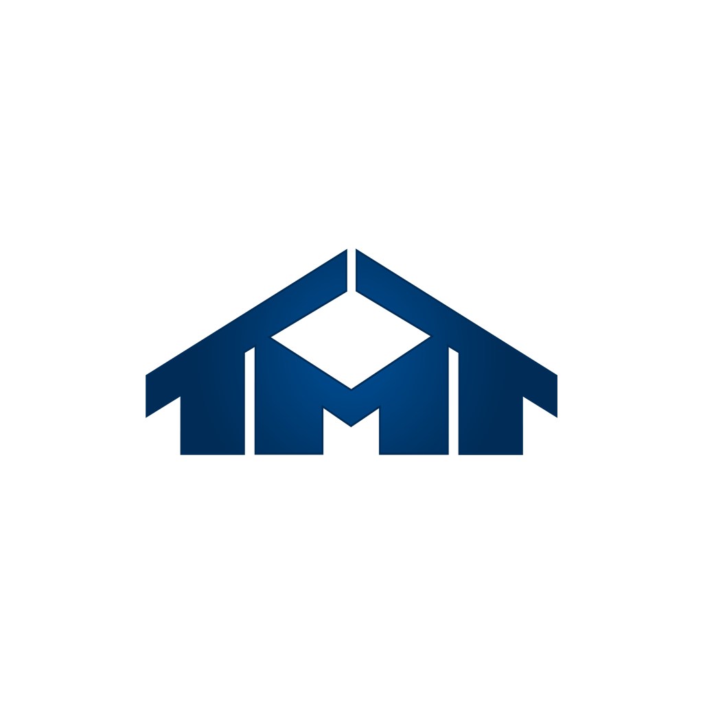 简约蓝色房子字母M矢量logo设计