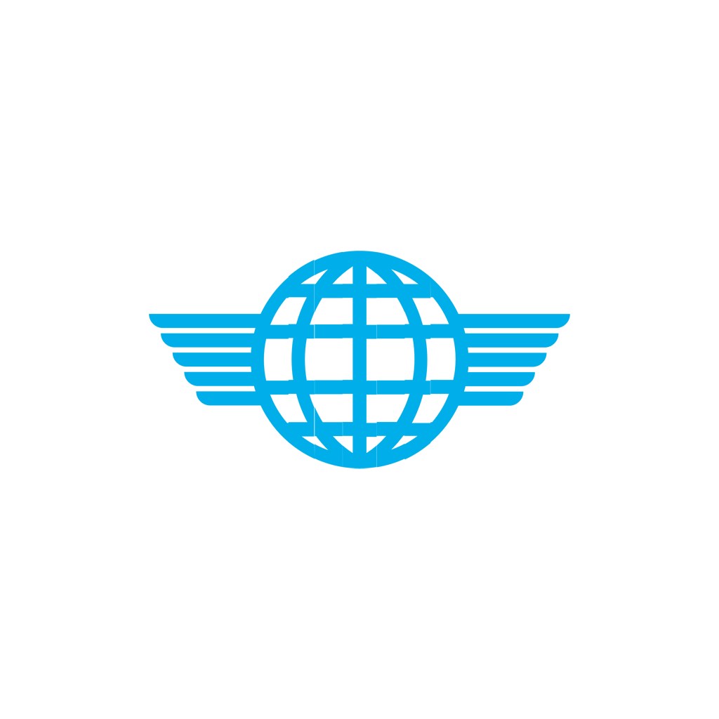 蓝色地球翅膀矢量logo图标素材设计