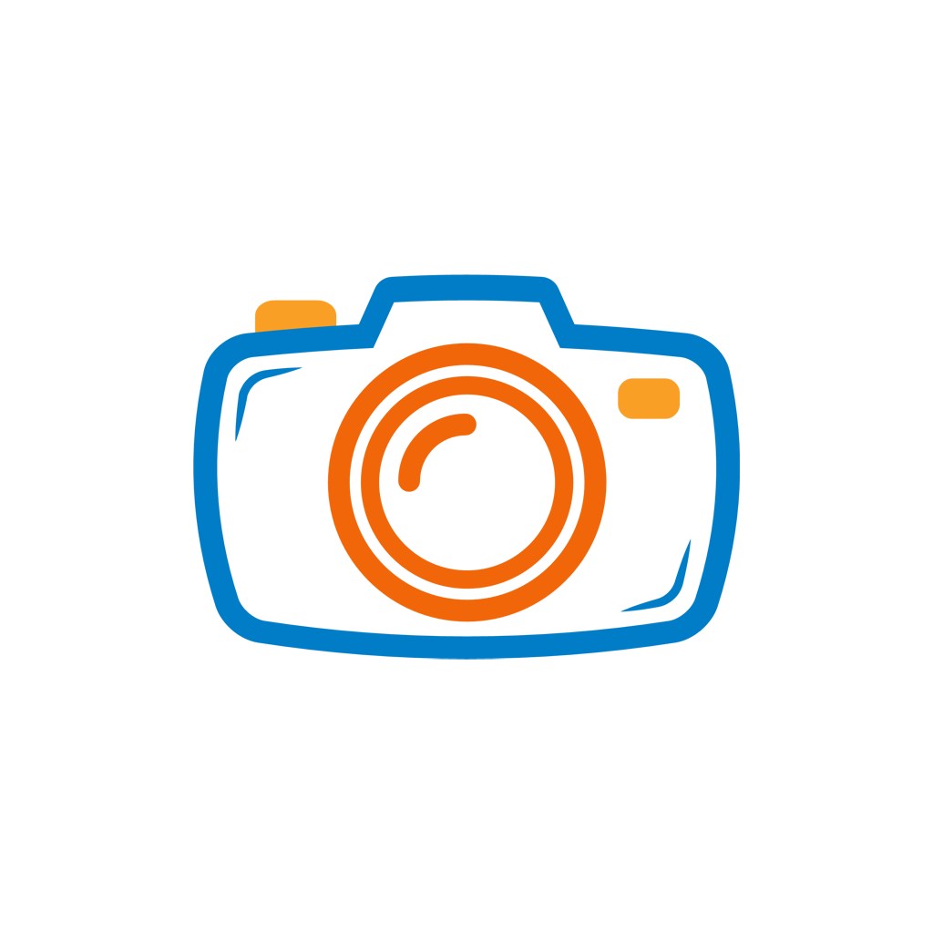 蓝色橙色相机矢量logo图标