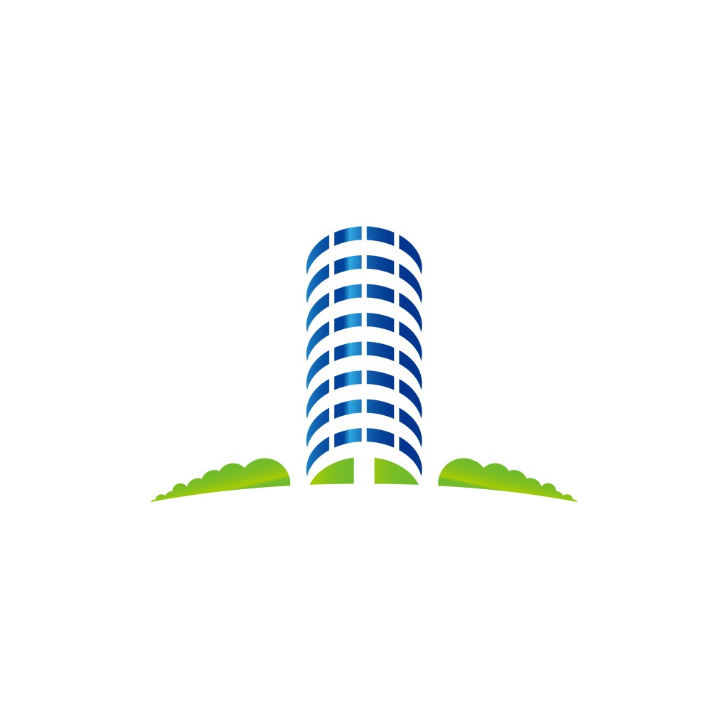 蓝绿色大楼矢量logo元素