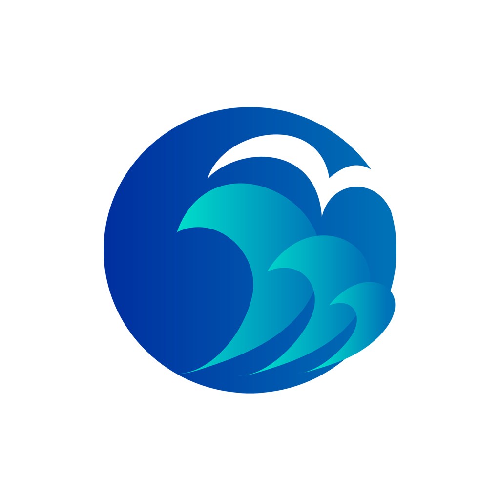 冲浪蓝色海浪矢量logo图标设计