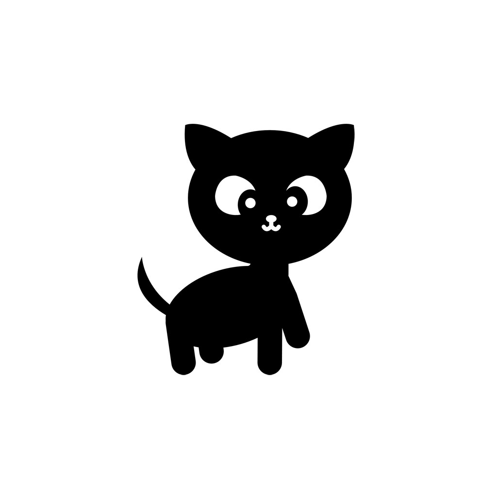 卡通可爱小黑猫矢量Logo素材