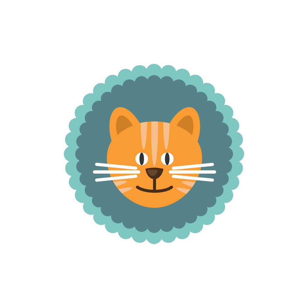 圆形卡通小猫头像矢量图logo素材