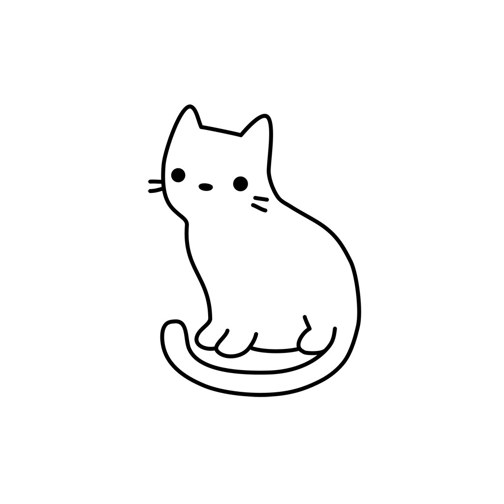 卡通线条小猫矢量Logo图标素材