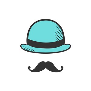 蓝色帽子胡子矢量logo元素