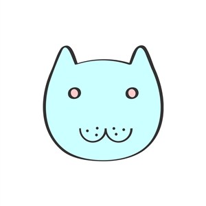 蓝色卡通猫头矢量logo元素