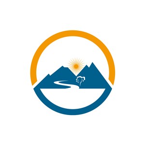 蓝色山峰户外环保旅游相关矢量logo图标