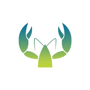 蓝色绿色龙虾矢量logo设计