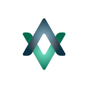 蓝色绿色V字交叉科技矢量logo设计