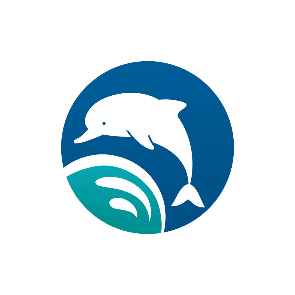 蓝色绿色海豚圆形矢量logo图标