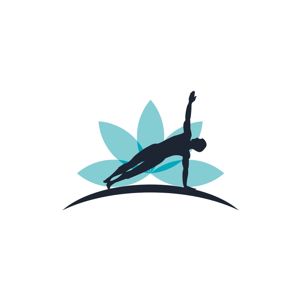蓝色人物瑜伽健身运动相关矢量logo设计