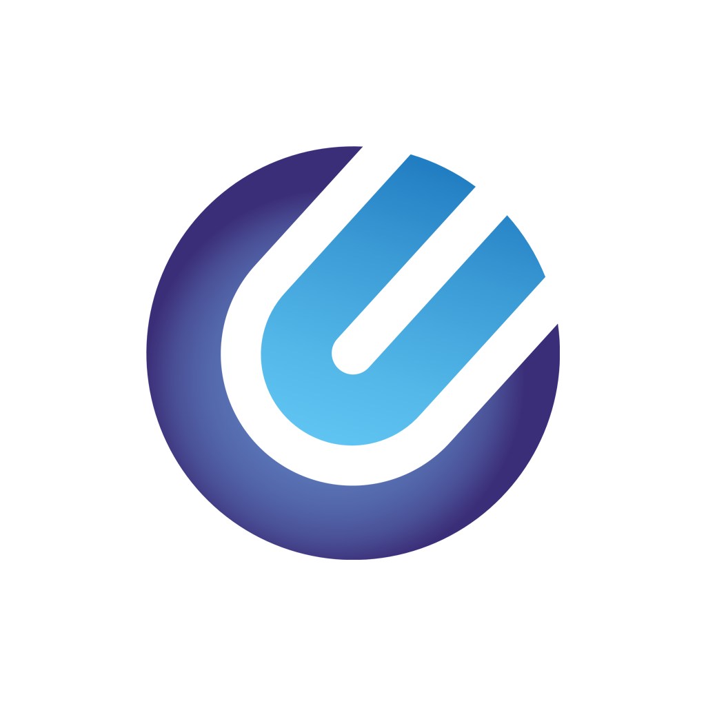 蓝色球形字母U矢量logo图标