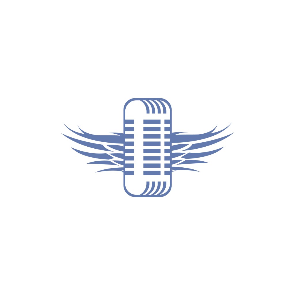 蓝色麦克风翅膀矢量logo设计