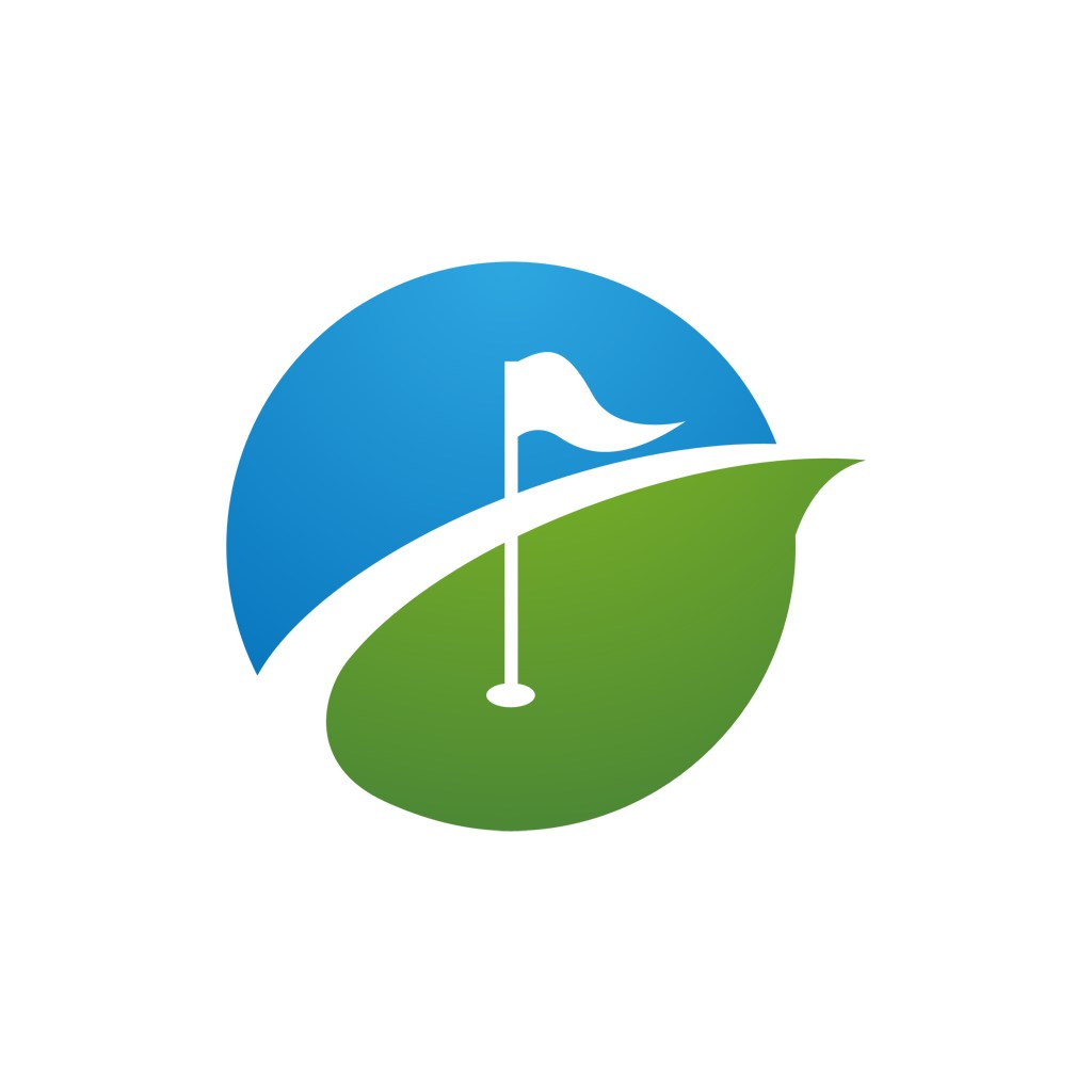 蓝色绿色高尔夫旗帜矢量logo图标