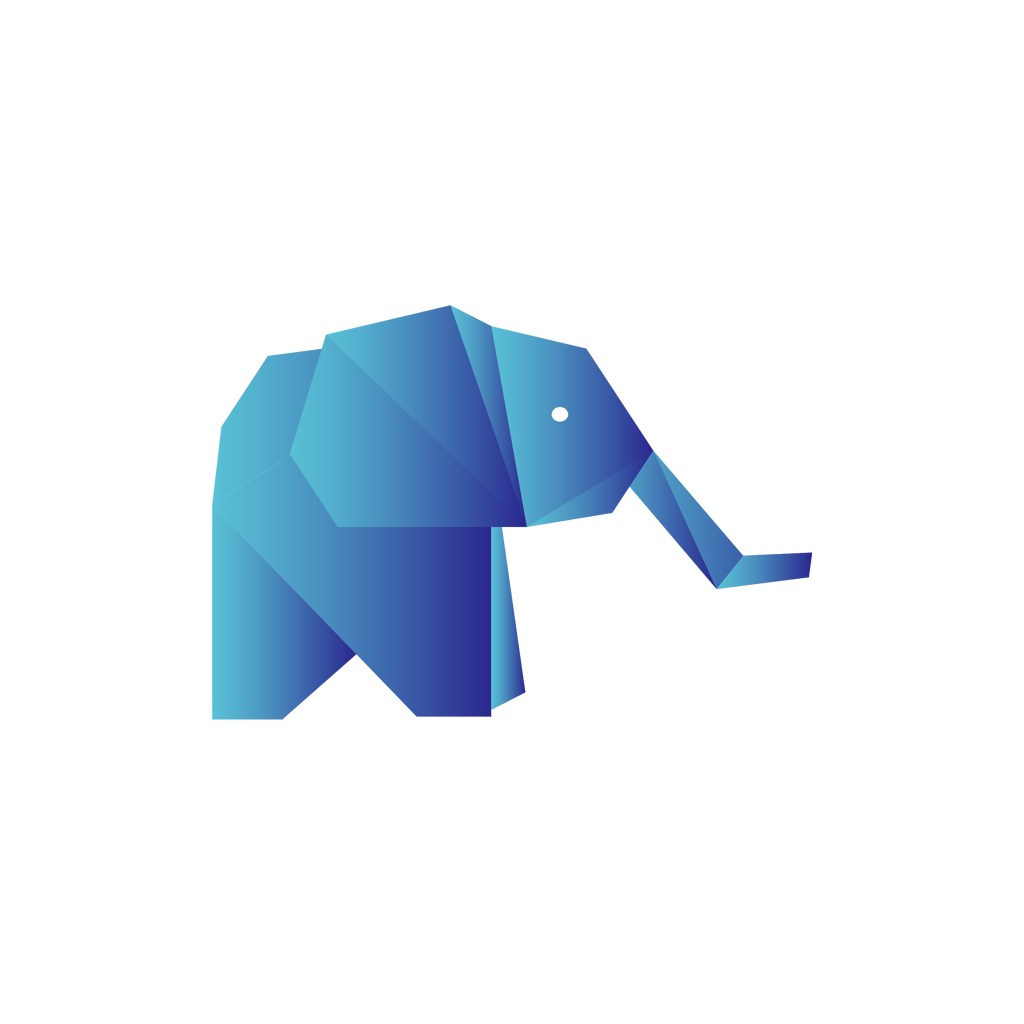 蓝色抽象立体大象矢量logo元素