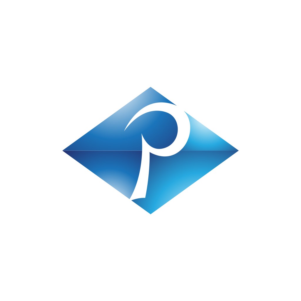 蓝色菱形字母P矢量logo图标