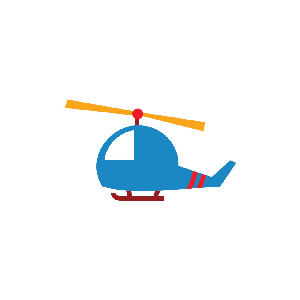 蓝色卡通简易直升机矢量图标