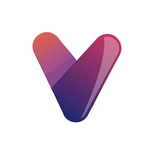 立体紫色渐变v字形矢量logo图标素材下载