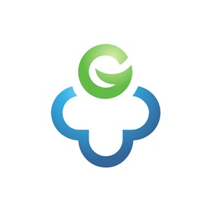 蓝色云朵绿色字母G矢量logo图标素材下载 
