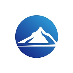 蓝色圆形山矢量logo图标素材下载  
