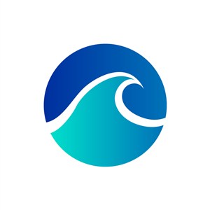 冲浪娱乐业logo设计-蓝色圆形海浪矢量logo图标素材下载  