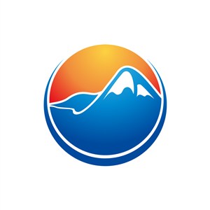 度假旅游logo设计--山行太阳圆形logo图标素材下载