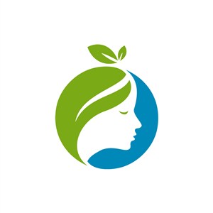 美容logo设计--绿叶人脸logo图标素材下载
