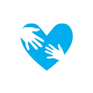 医疗妇幼logo设计-蓝色心形手掌矢量logo图标素材下载