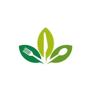 餐饮行业logo设计-绿色健康餐饮刀叉矢量logo图标素材下载 