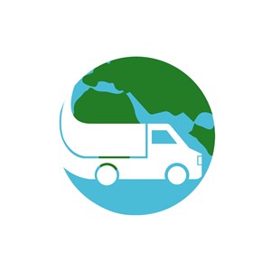 物流快递logo设计-绿色货车地球球矢量logo图标素材下载 