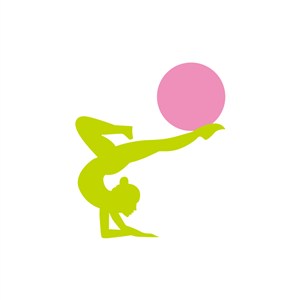瑜伽logo设计-绿色粉色人物球矢量logo图标素材下载