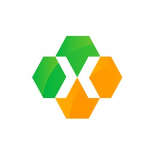 绿色橙色字母X蜂巢矢量logo图标素材下载