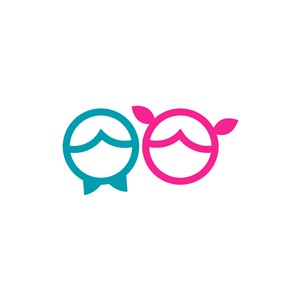 儿童服饰logo设计-绿色粉色小孩logo图标素材下载