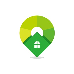 网络科技定位logo设计-绿色房子矢量logo图标素材下载