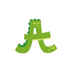 绿色鳄鱼字母A卡通动物矢量logo图标素材下载