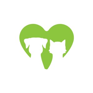 动物收容所logo设计-绿色爱心猫狗logo图标素材下载