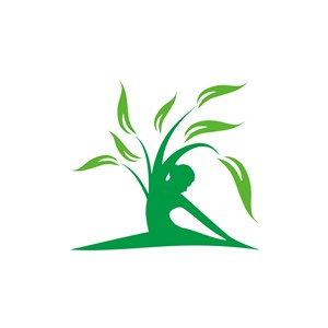 瑜伽人物logo设计-绿色人物叶子矢量logo图标素材下载