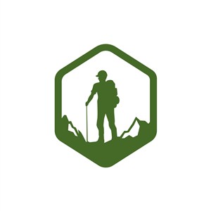绿色人物六边形登山矢量logo图标素材下载