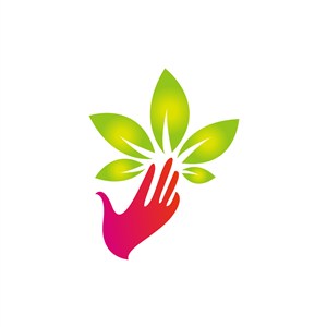 美容医疗logo设计--手掌树叶logo图标素材下载