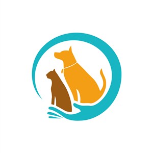 宠物店logo设计--手形抱猫狗logo图标素材下载