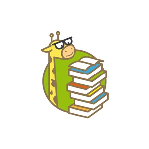 绿色卡通长颈鹿书本矢量logo图标素材下载